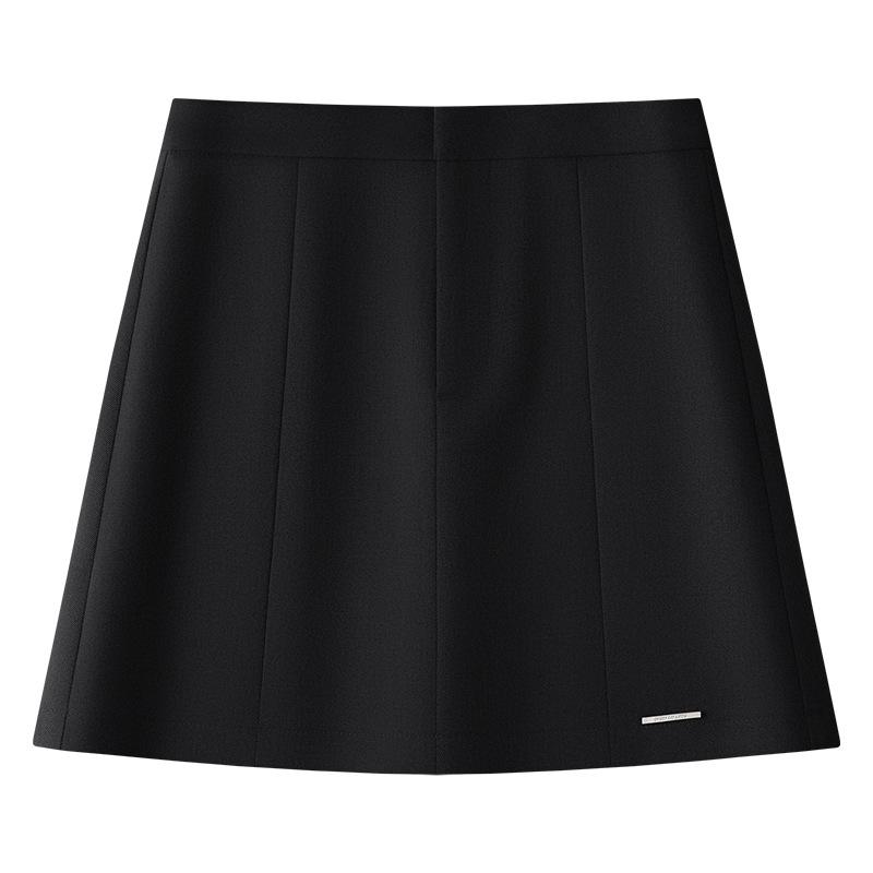 

2025 Spring Women s Gray A-line High Waist Midi Skirt - Elegant, Slimming Design Extra Large чёрный