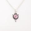 Natürlicher Rosa Katzenaugen-Edelstein 925 Sterlingsilber Schmuck Handgefertigte Kette Anhänger PP-39-46