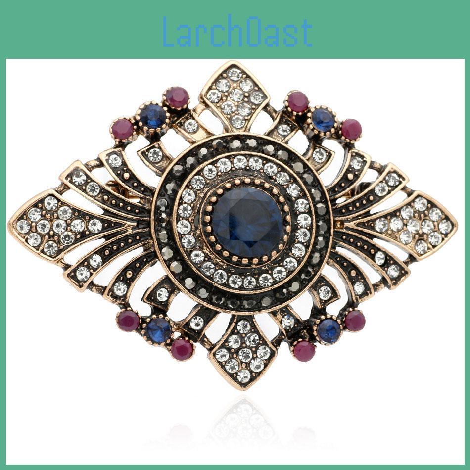 Vintage Gold Womens Antique Brooch Color Bohemian Brooch Jeweled Floral Scarf Pin