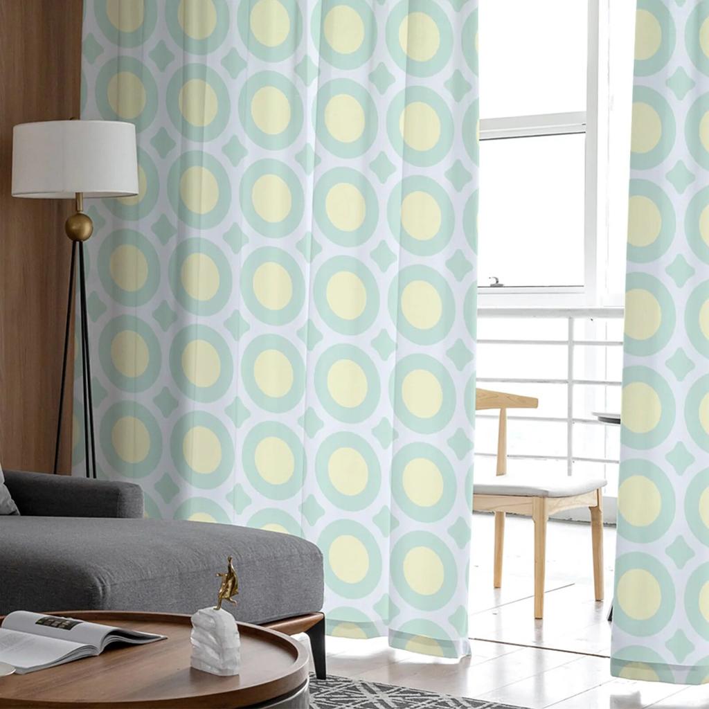 Runde gelbgrüne farbige Tüllvorhänge für Wohnzimmer, Küche, Schlafzimmer, transparenter Tüll für Café, Hotel, moderne Heimdekoration