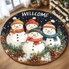 Santa Claus Sled Round Door Mat Carpet Christmas Tree Rug Snowman Round Carpet Bedroom Mat Festival Home Decoration Floor Mat