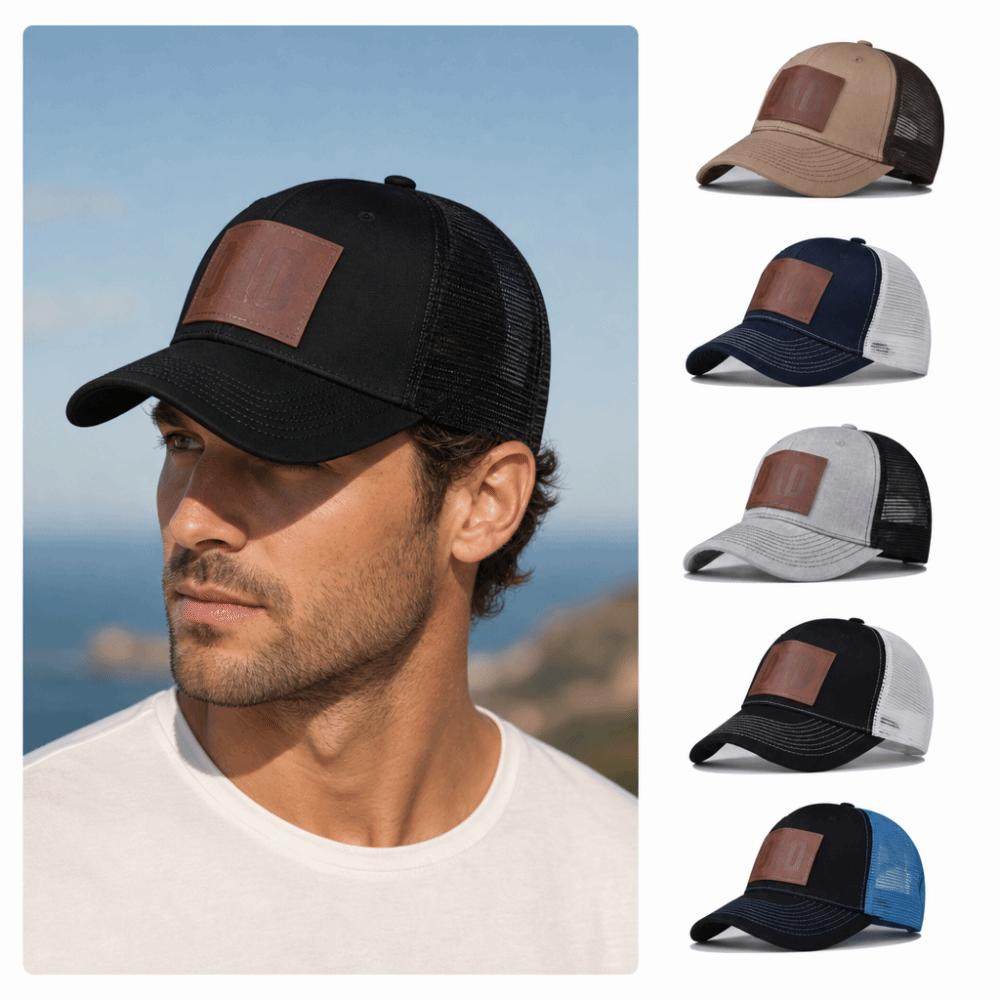 DAD Leather Label Baseball Cap Breathable Dad Hat Casual Mesh Trucker Hat For Men