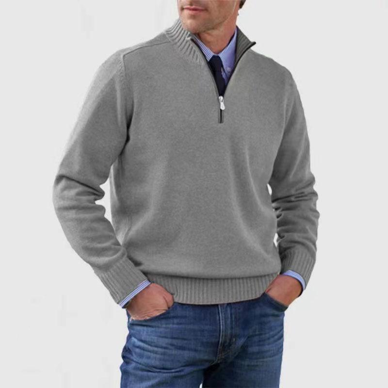 Autumn/Winter Men'S Plus-Size Knit Top, Zip-Up Knit Shirt, Warm Base Layer, Sweater For Men