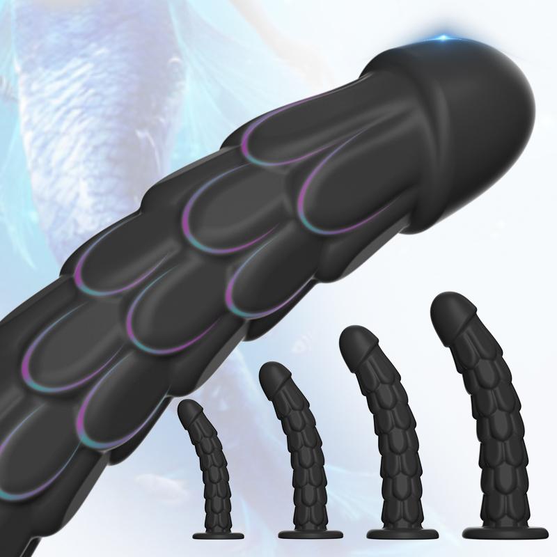 Fish Scale Strong Suction Cup Dildo Butt Plug Prostate Massager Anal Masturbation Sex Toy Dilator For Woman Men Couples Massager