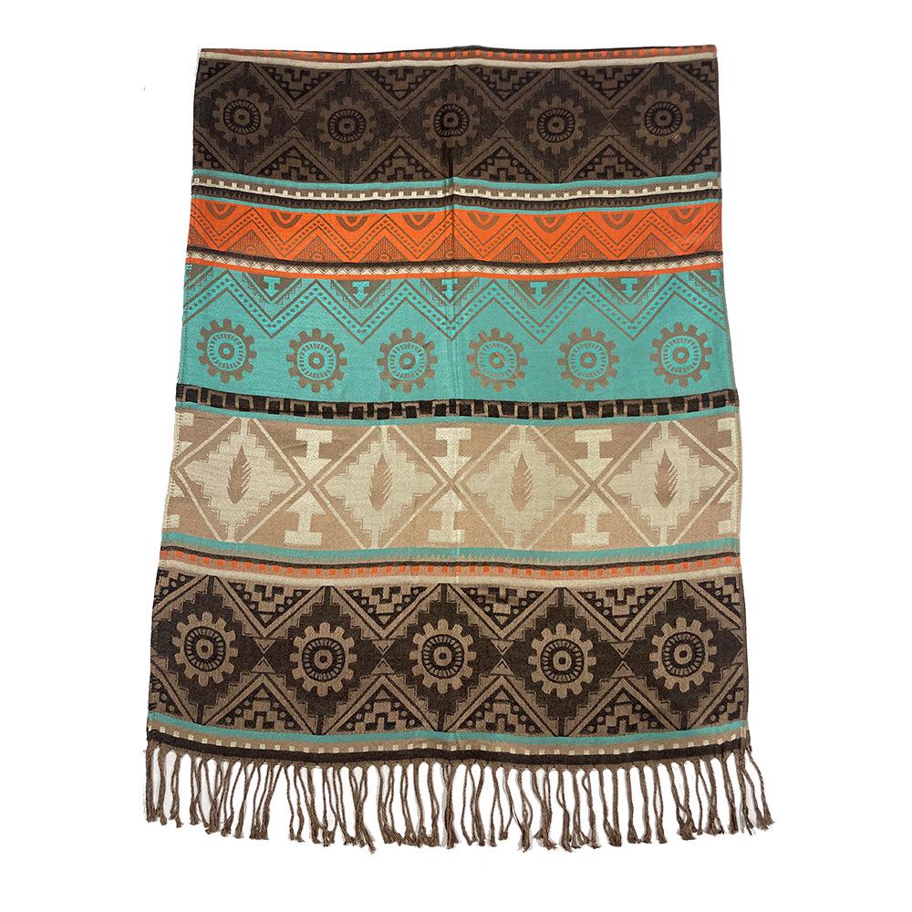 Bohemian Cotton Jacquard Geometric Shawl: High-End Women's Evening Scarf