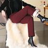 Woolen Straight-leg Pants Women's High-waisted Autumn and Winter Plus Velvet Thickened Warm Mother Casual Pants Trousers