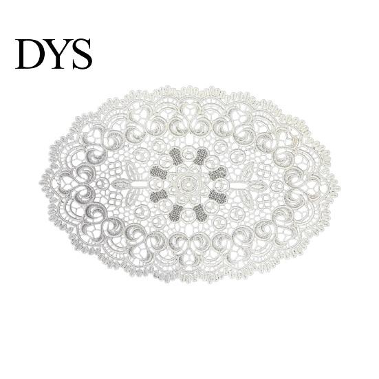 Elegant Table Decor White Lace Placemat, Round Oval Vintage Doily, Embroidered Placemat Mold-resistant Coaster for Cup Vase Dining Wedding Party