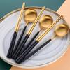 Reusable Chopstick and Spoon Set,Stainless Steel Korean Spoons Chopsticks,Metal Chopsticks Spoons Set of 3 Dinnerware For Home or Restaurant,Black