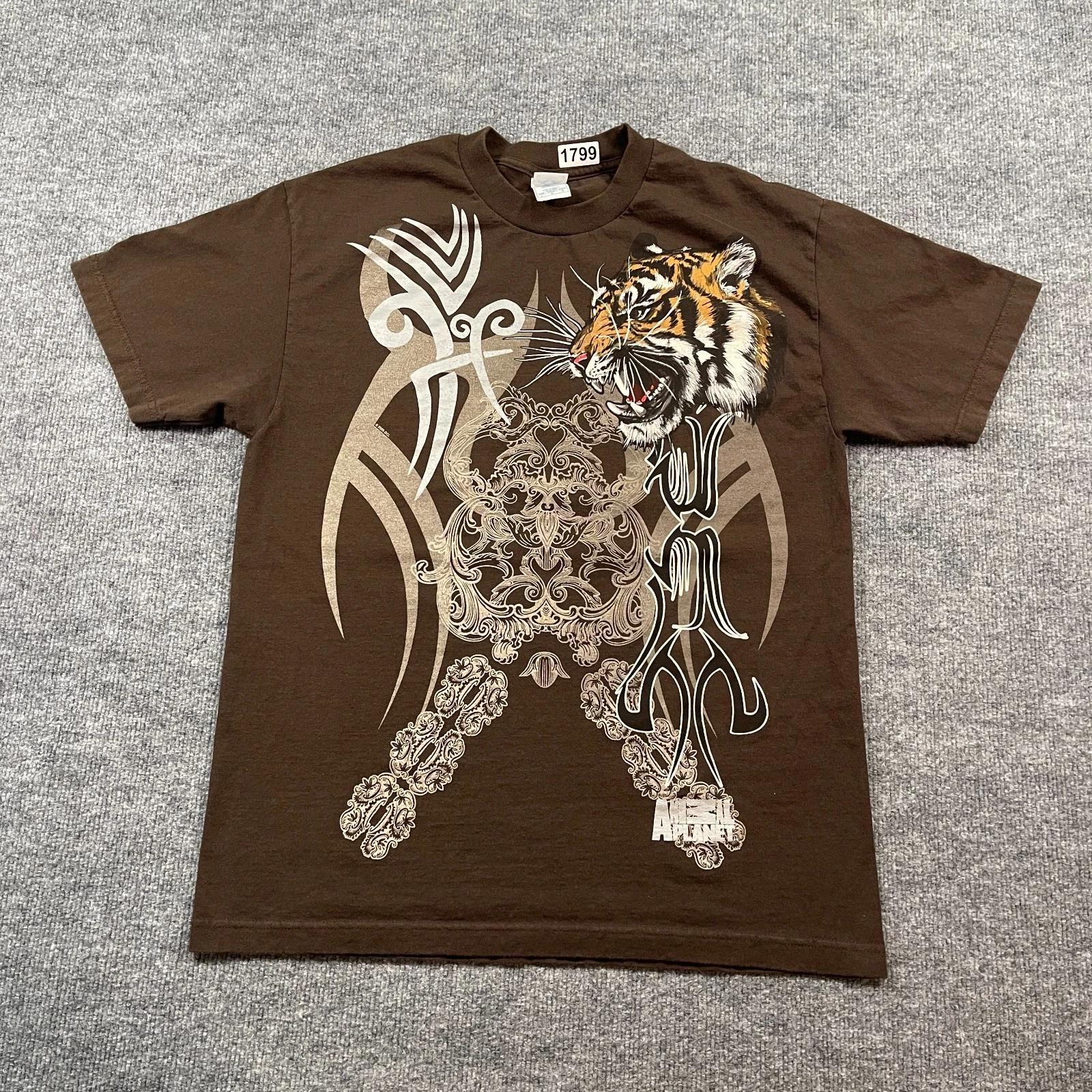 

Vintage Y2K Animal Planet Promo Tiger Shirt Large 21x28 Brown Tribal Art 3XL
