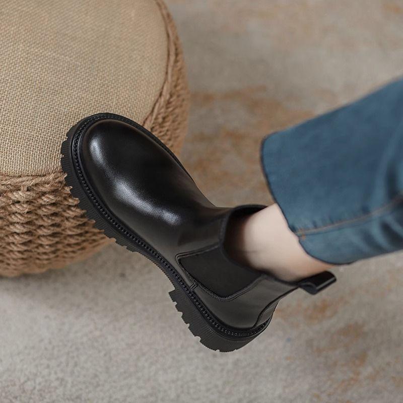 

Женские короткие ботинки 2025 Новые осенне-зимние одинарные ботинки Маленький человек Цзюэ Цзюэ Цзы Ботильоны-трубы Челси Платформа Ботинки Мартин 40