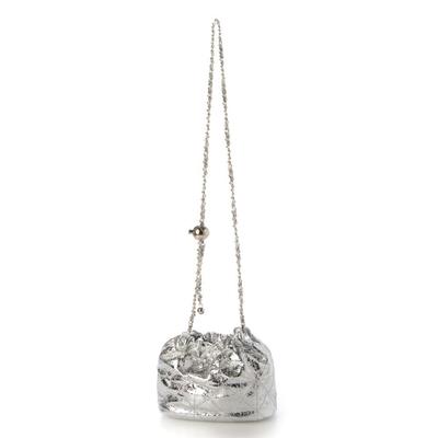 Kash Kash Women's Metallic Quilted Mini Shoulder Bag with Gathered Mouth, 01-00-81610, Silver