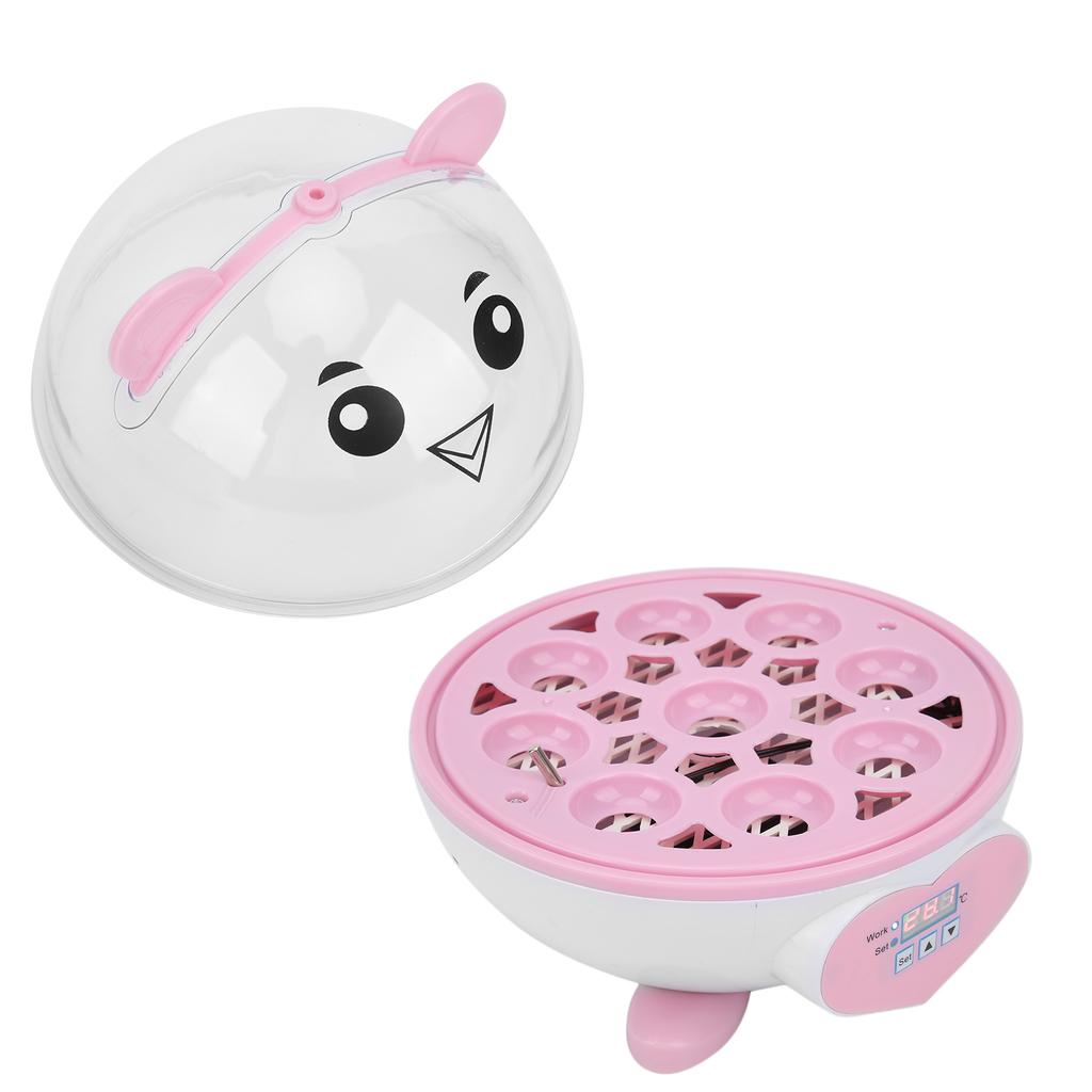 SemiAutomatic Incubator Household Small 9 Eggs Incubator for Chicken Duck Bird Pigeon Quail (Pink )