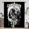 HD Digital Printed Drapes House Decoration Decor Living Area Room Bedroom Rod Pocket Style Pocket Curtains Black And White Gamepad Print Bed Chamber