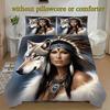 Wolf And Beauty Pattern 3D Printed Quilt Cover Pillowcase Soft Comfortable Bedding Set Wildlife Exotic Style Duvet Cover Set
