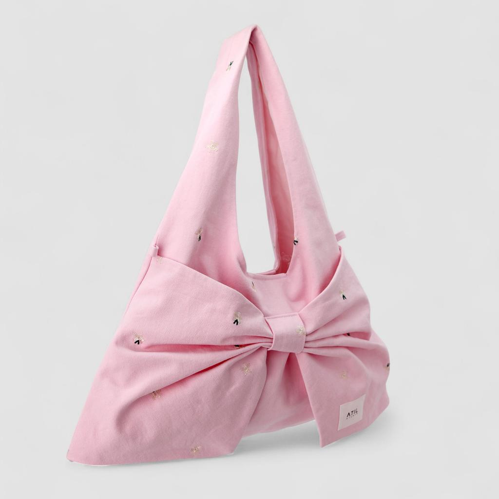 Atil Studio Fleur Lou Drawing Washed Bow Bag _ [Pink]
