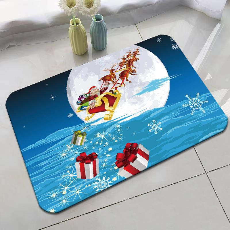 Festive Christmas Door Mat Non Slip Crystal Velvet Carpet for Entryway Bathroom and Living Room Absorbent Rug
