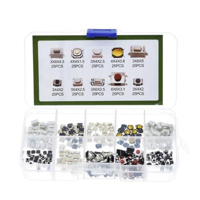 250 Stück Mini-Drucktaster-Set Elektronisches Projekt Taktile Schalter mit Aufbewahrungsbox Upgrades für Auto Spielzeug Panel