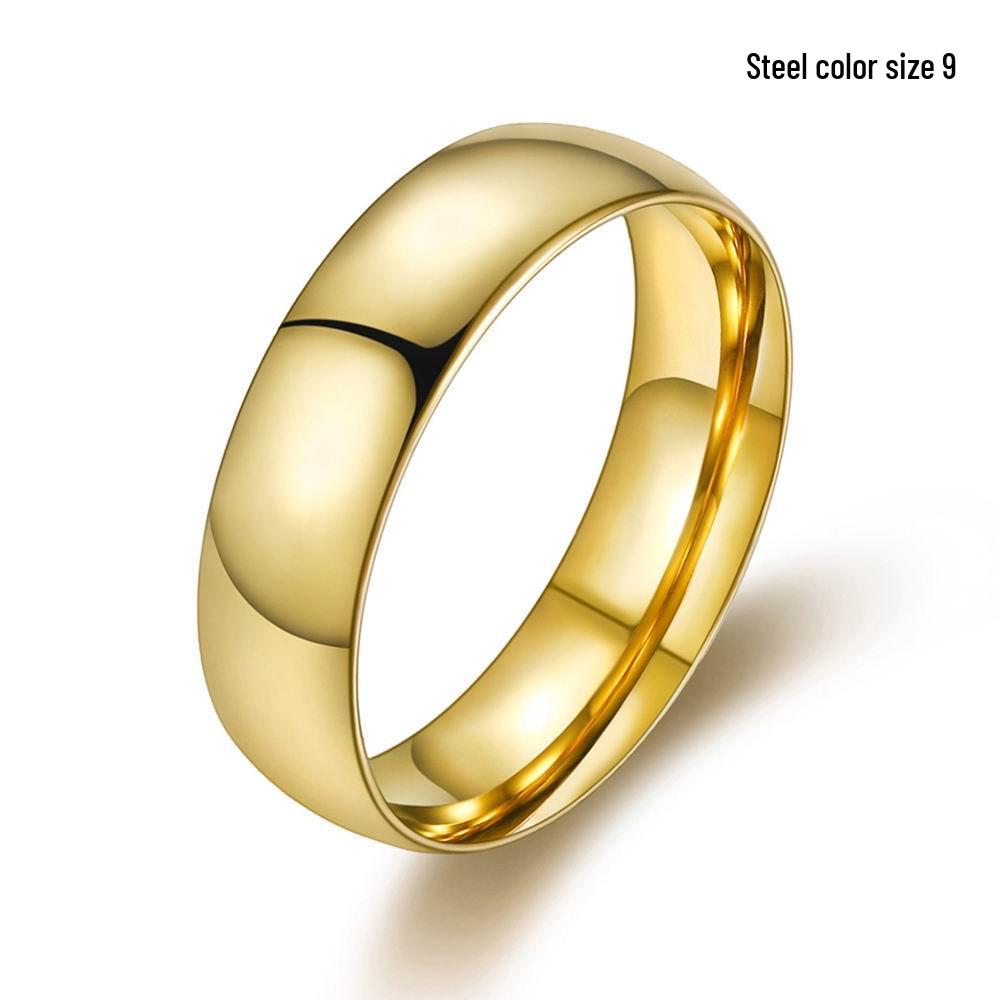 Korean Style Titanium Steel Couple Rings: Gold Polished Simple King or Pinky Ring for Men and Women