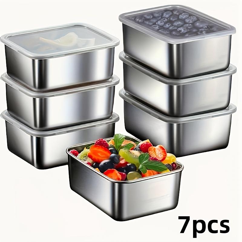 Stainless Steel Food Storage Container Airtight Lunch Box with Lid for Picnic Camping Office School