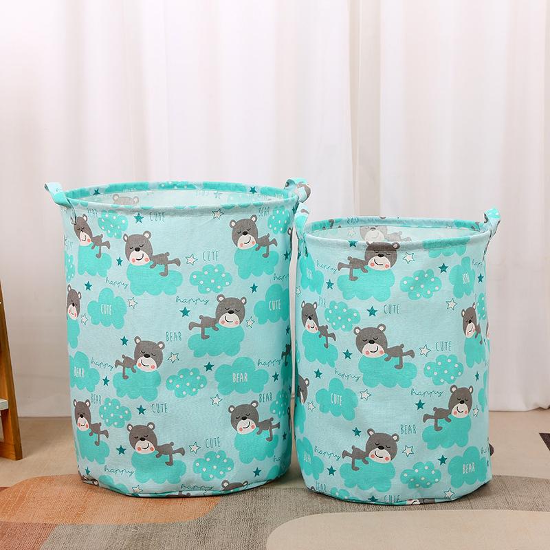 Print Laundry Basket Foldable Home Laundry Storage Bag Portable Cotton Linen Hamper For Kids Toys Dirty Clothes Basket Organizer