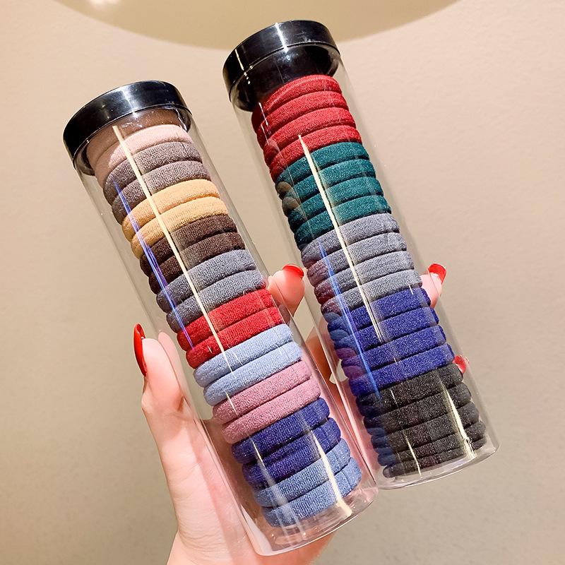 Seamless Black Rubber Hair Tie for Women - High Elasticity, Durable, and Hair-Friendly Hair Accessory.