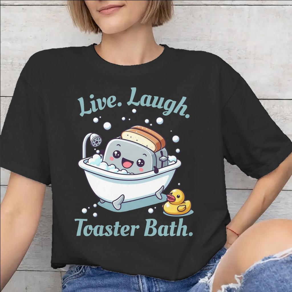 Unisexs Unisexs Live Laugh Toaster Bad T-Shirt Reine Baumwolle Grafik-T-Shirts Kleidung Outfits
