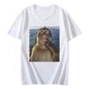 Top Casual alla Moda Estivi Divertenti con Stampa Grafica Scimmia Pensierosa Meme a Maniche Corte per Donne