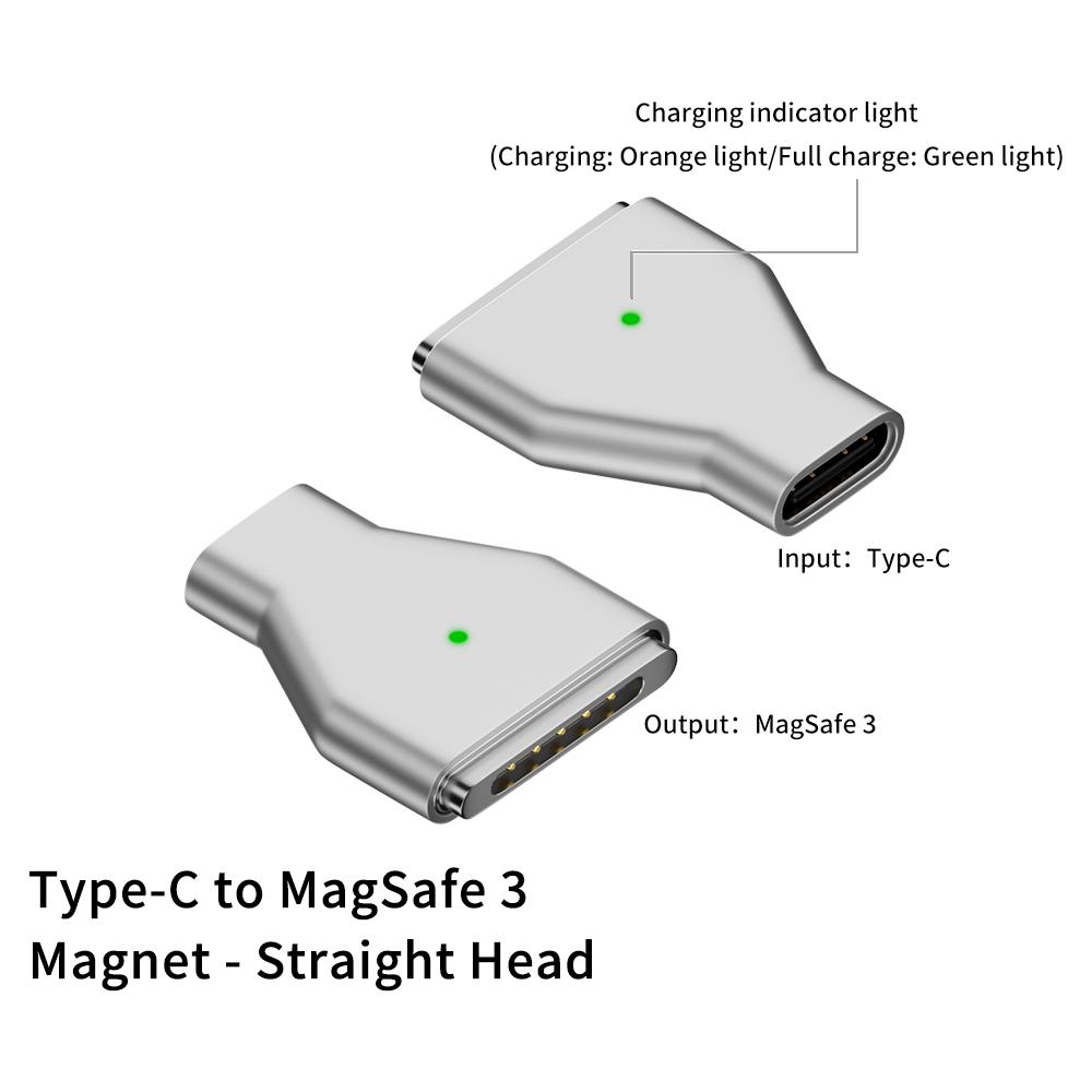 65W 100W 140W Type-C samice na Magsafe 3 Převodník Indikátorové světlo notebooku USB-C Magnetický adaptér Konektor pro MacBook Air/Pro