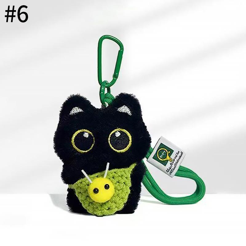 Black Cat Keychain Accessories Plush Stuffed Kitten Pendant Kawaii Cat Couple Keyrings Bag Charm Birthday New Year Party Favors