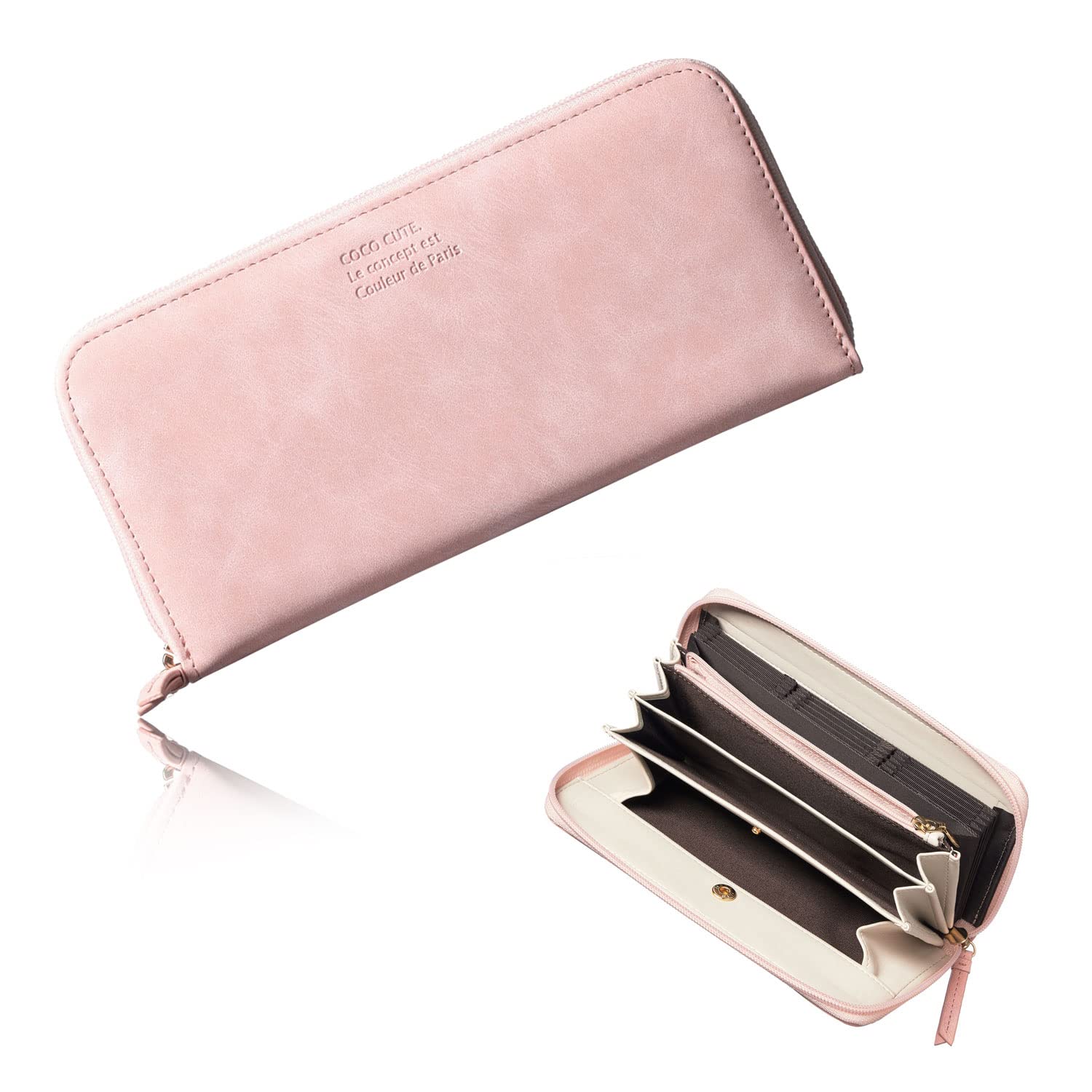 

Align long large BOX color combination [VOICE] wallet, lightweight, capacity, included, (pink (round zipper))