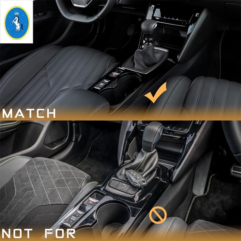 ABS Carbon Fiber Central Control Gear Shift Panel Water Cup Frame Decoration Accessories Cover Trim For Peugeot 208 - 2025