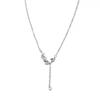 LT-046 S925 Sterling Silver Tassel Wheat Ear Necklace Women's Light Luxury Niche Design Sense High-end Collarbone Chain