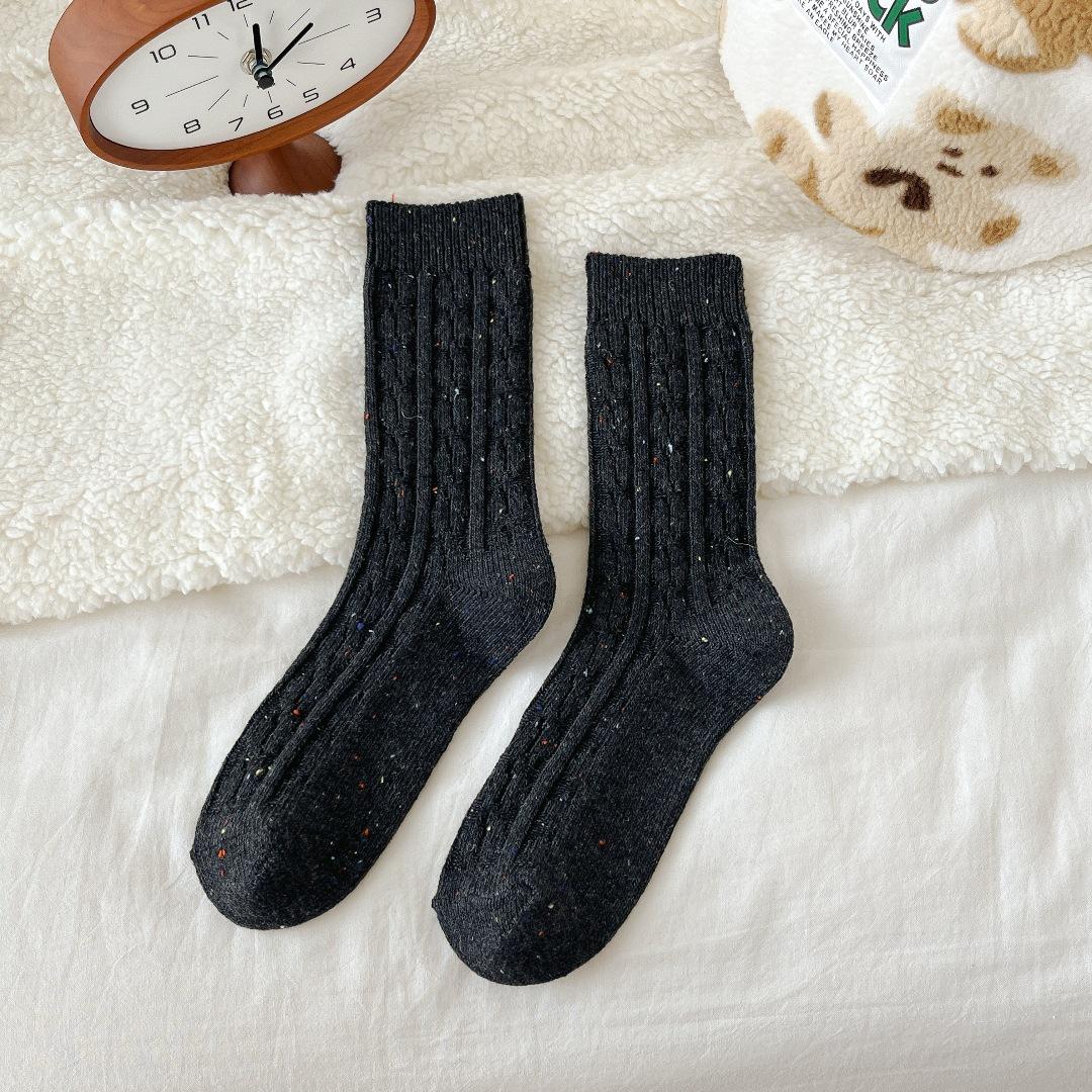 

Утолщенные толстые шерстяные носки Детские идеи Пряжа Twist Trend Универсальные женские носки среднего размера Сложенные носки One Size темно-серого