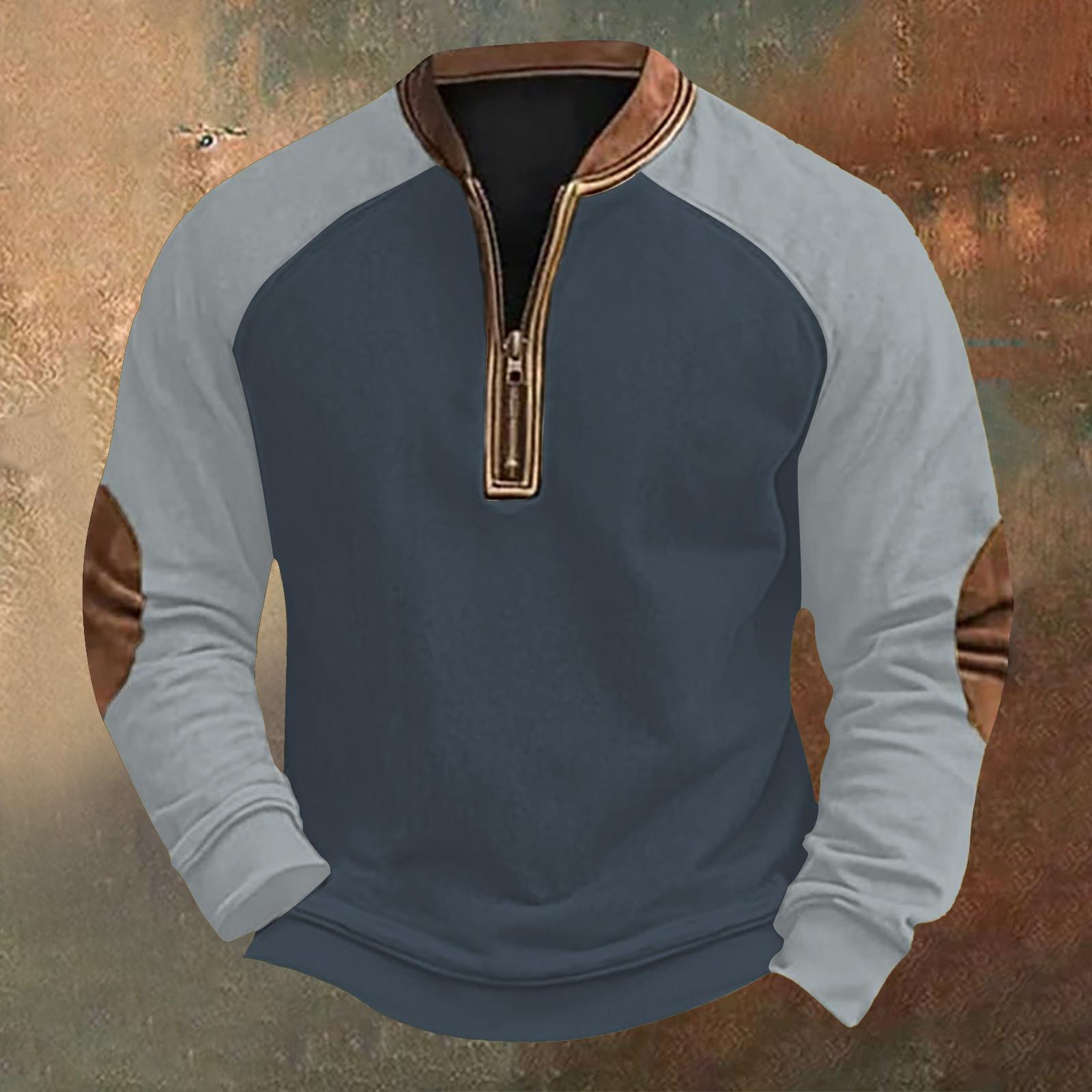 

Мужская повседневная толстовка в стиле ретро с цветными блоками на молнии XL