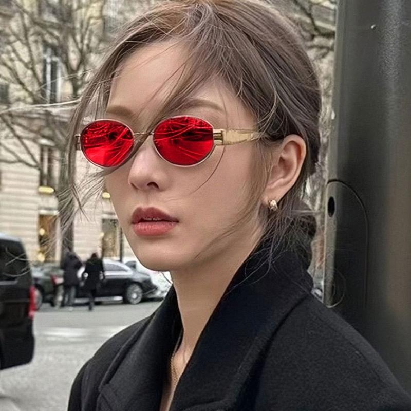 Ovals Metal Frame Sunglasses Unisex Sunglasses Cats Eye Shape Sunglasses for Men and Women