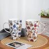 Bone China Floral Mug 610ml Large Capacity Tall Coffee Cup for Home Office Gift