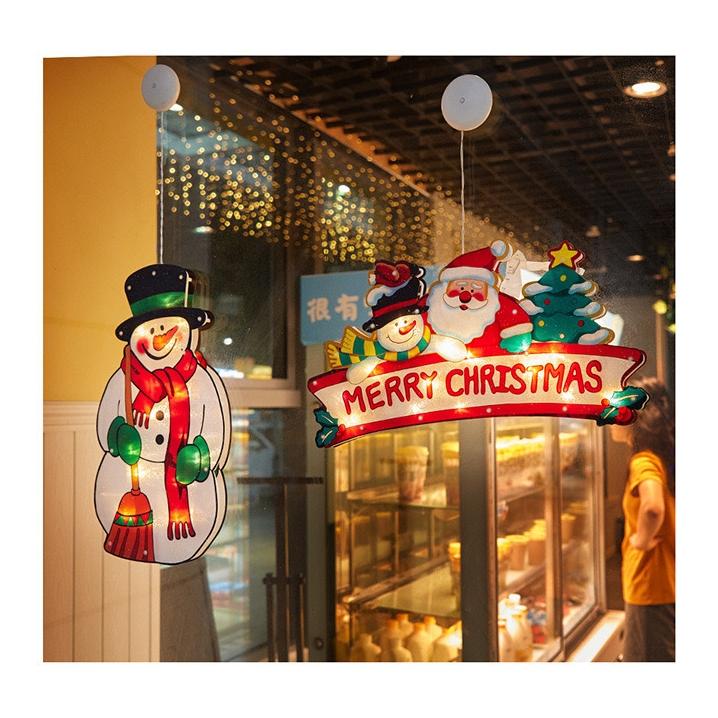 1Pcs Christmas Lamp Window Hanging Lamp Christmas Decorative Lamp Shop Window Room Decoration LED Sucker Light Small Colored Lamp