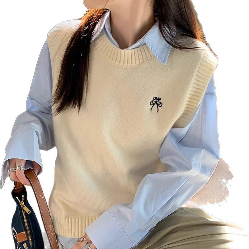 Women's Knitted Sweater Vest - Spring/Autumn 2024 Petite Sleeveless Layering Top