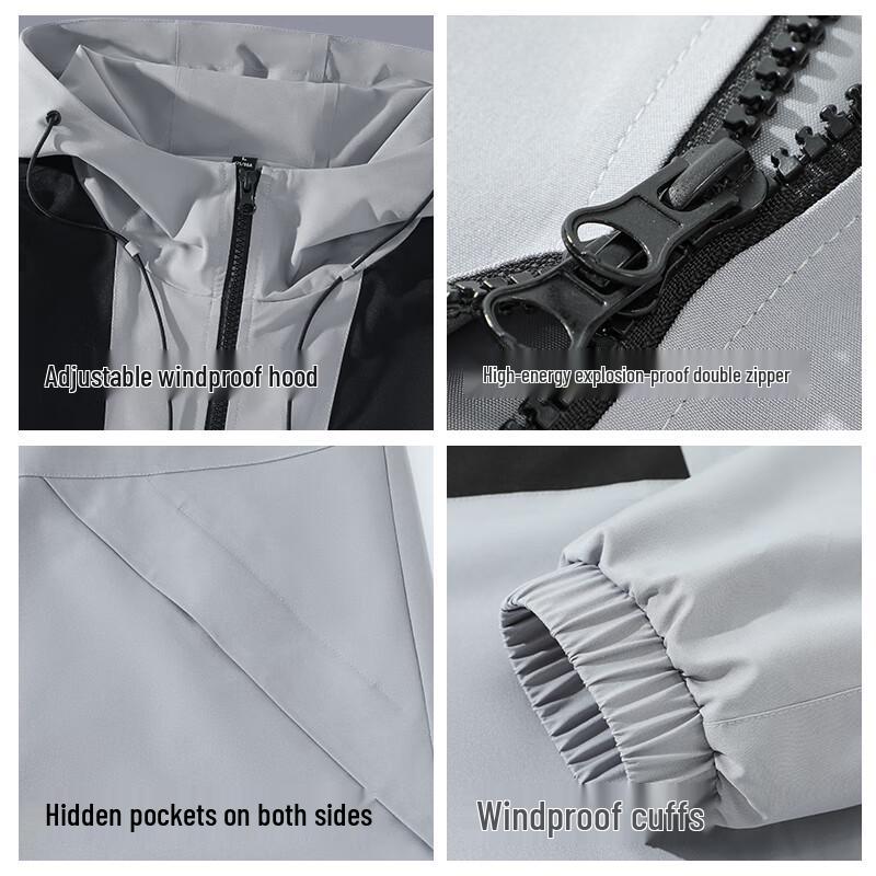 Jeanswest Men's 2025 Spring Hooded Windproof Water-Repellent Outdoor Jacket