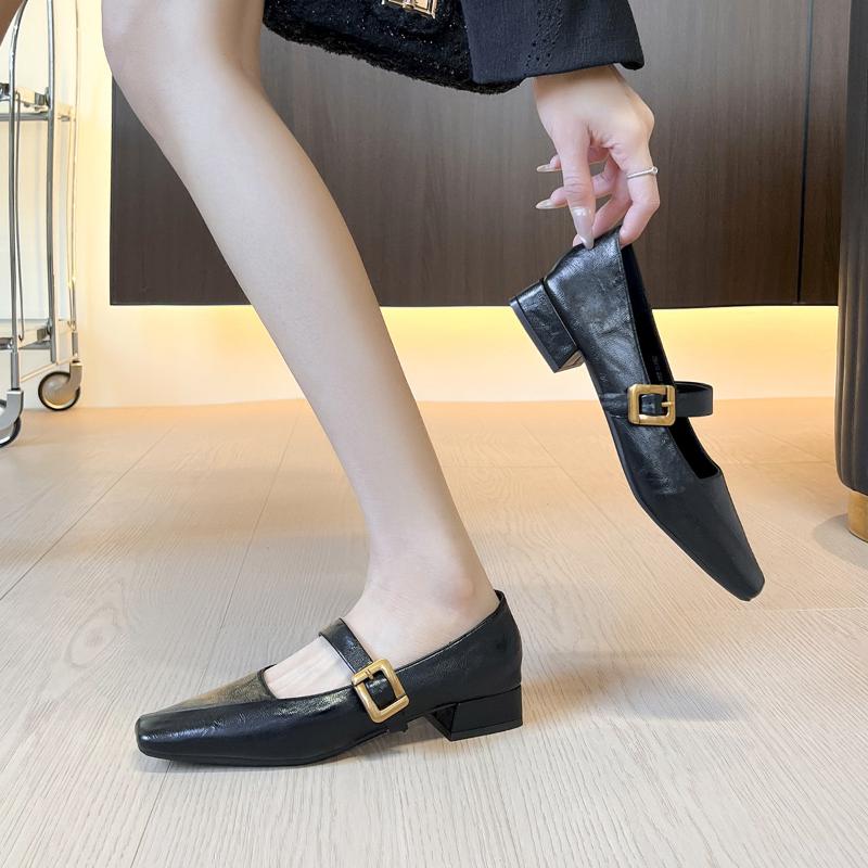 Fashion Hot Selling 2025 Spring New Comfortable Shallow Mouth Square Toe Thick Heel Single Shoes Fashionable Casual Retro Shoe for Women