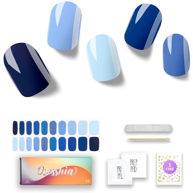 Semi Cured Gel Nail Strips, 20 pcs Nail Wraps, Glaze Gel Nail Stickers, Salon Quality French Manicure, Full Decal Gel Polish Strips, Long Lasting