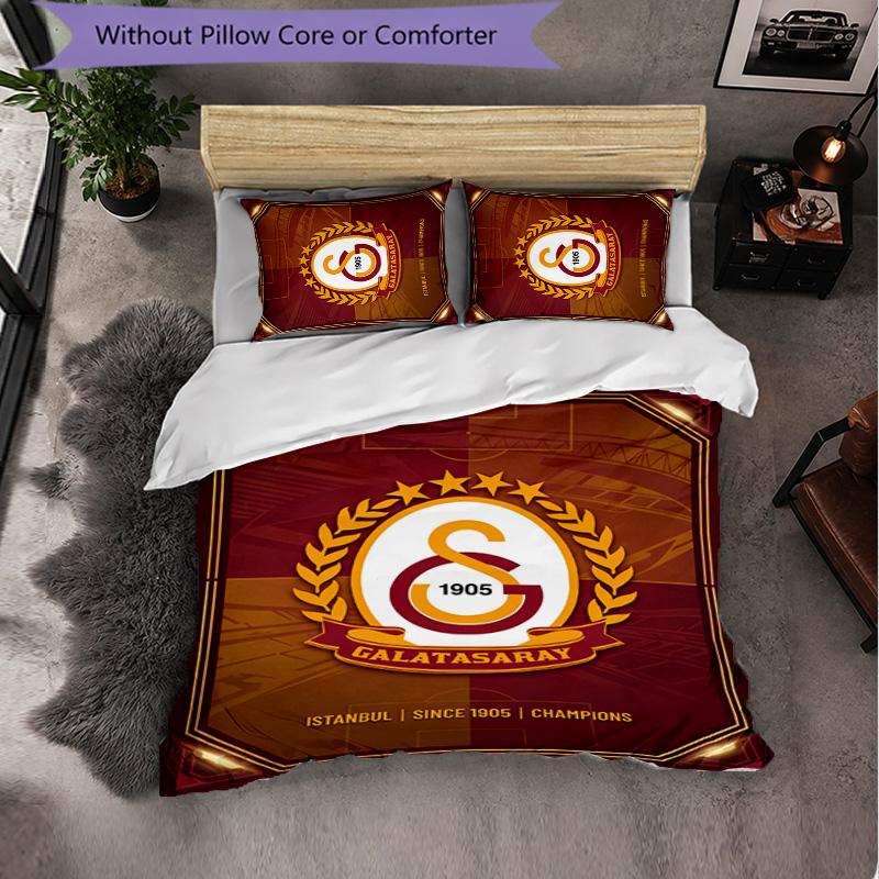 Biancheria da letto a tema Galatasaray FC Set 3 Pezzi Copripiumino Biancheria da letto decorativa per camera da letto per adolescenti Decorazione per la casa