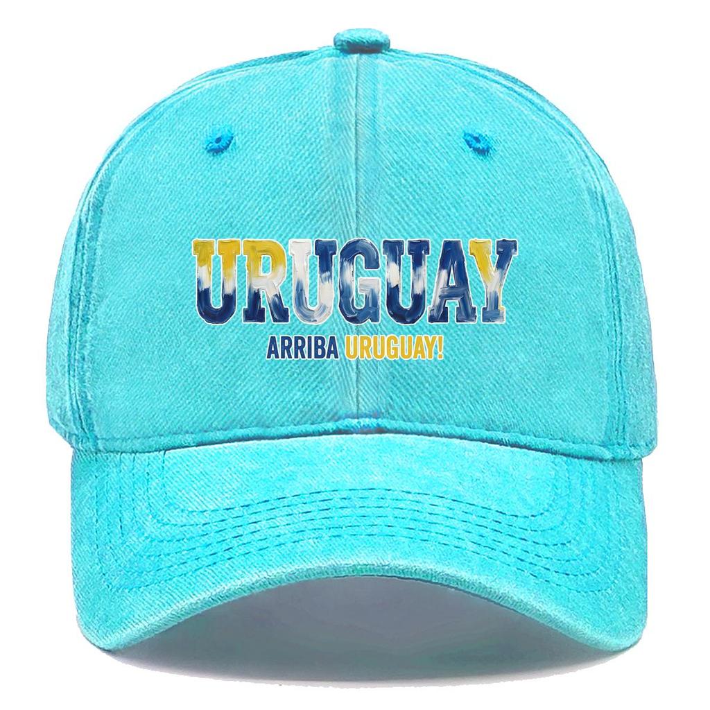 Sun Hat With "URUGUAY" "ARRIBA URUGUAY" Flag Printed , Adjustable Baseball Hat Inelastic Hip Hop Fit Headwear Sports Hat