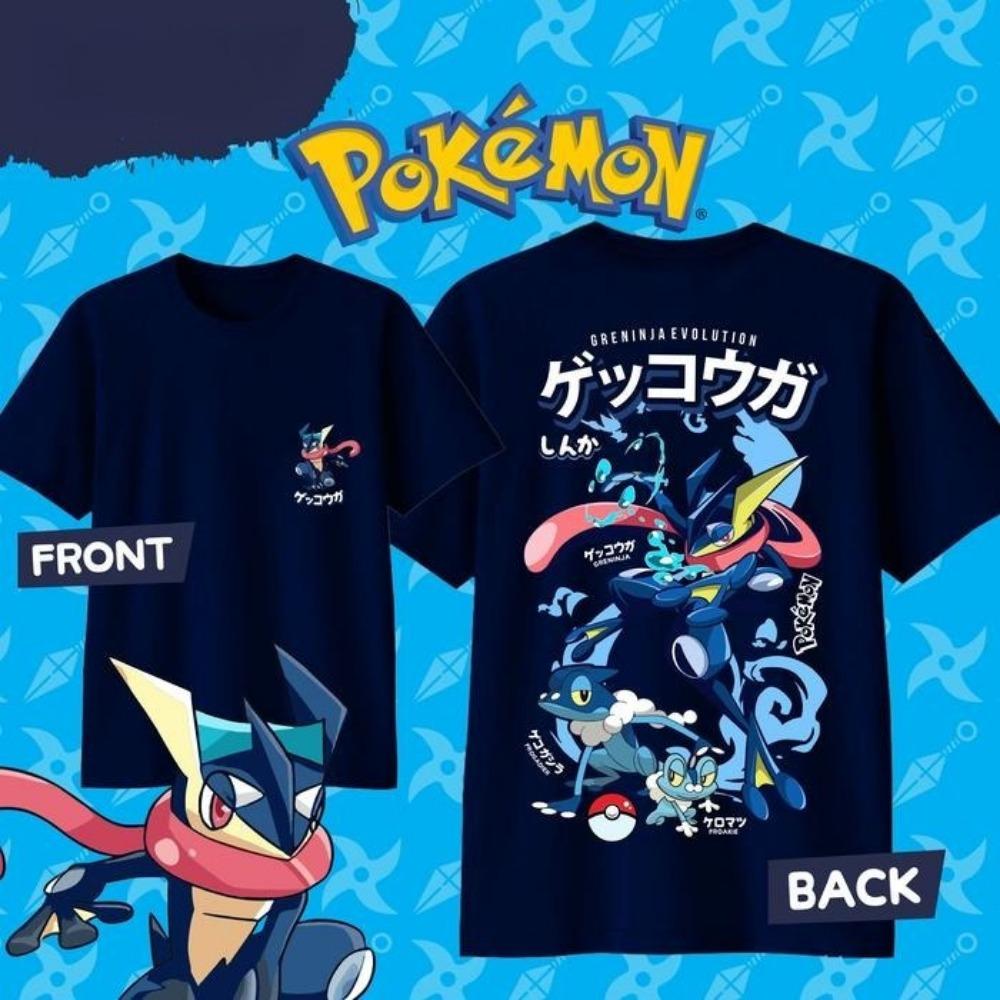 2025 Léto Pokémon Anime GRENINJA 100% Čistá Bavlna Tištěné Tričko Pánské Y2K Harajuku Volné Ležérní Univerzální Krátký Rukáv Top