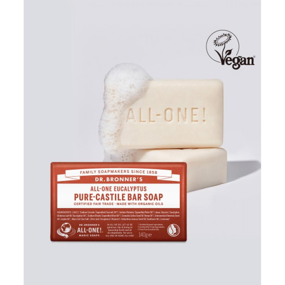 Dr.bronner S [2pack] eucalyptuS Pure caStile Bar Soap 140g Eucalyptus 140g+green tea 140g