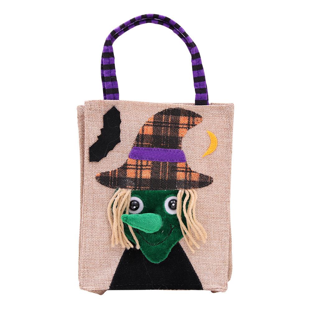 Linen Halloween Gift Bags Cartoon Pumpkin Ghost Witch Gift Candy Bag Trick or Treat Pouch 2026 Halloween Decoration