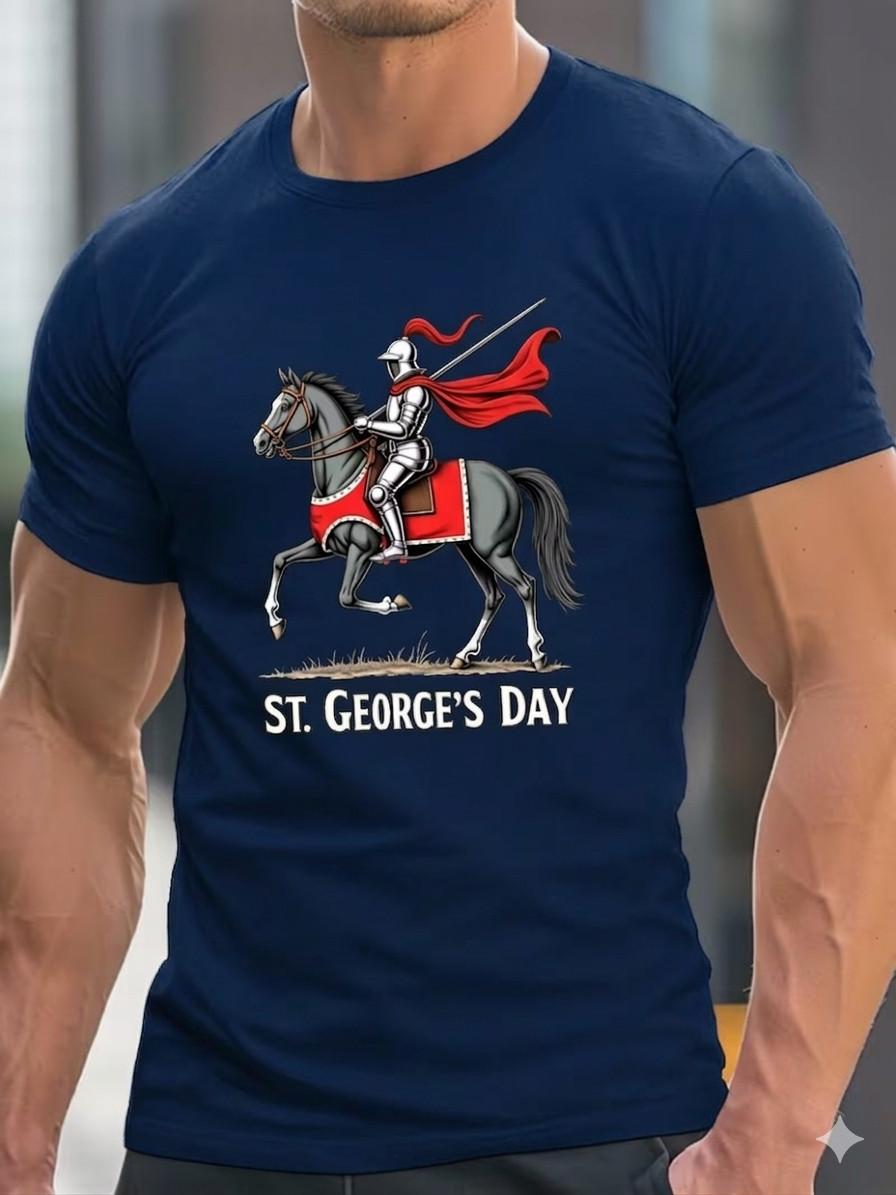 

Men s St Georges Day T Shirt Knight Design Casual Short Sleeve Summer Tee Top 5XL різнокольоровий