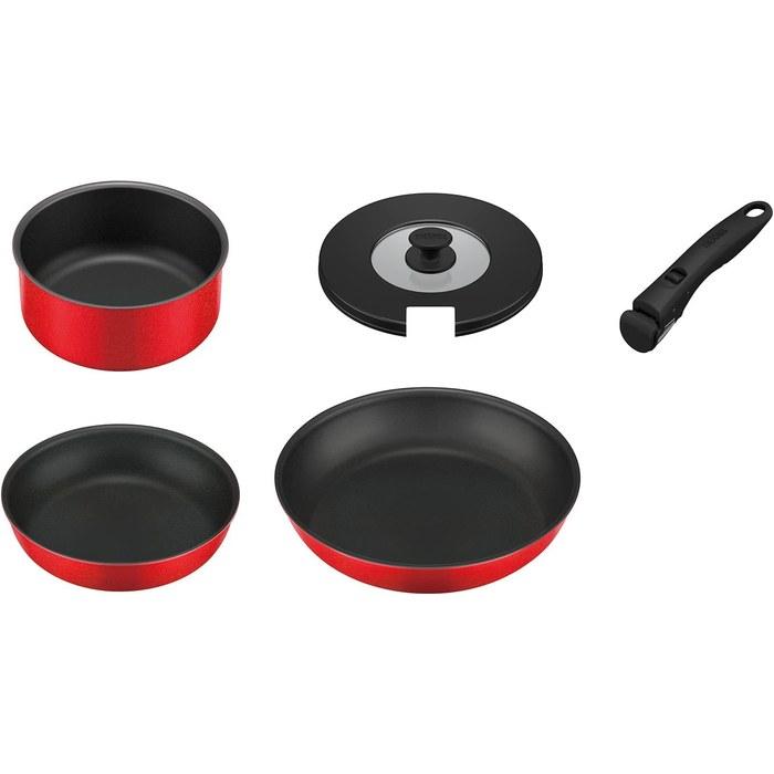 Thermos Durable Series Detachable Fry Pan 5-Piece Set CA Gas Stove Only Bright Red KSC-5A BTR