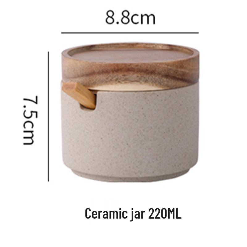 Large Capacity Ceramic Seasoning Jars with Bamboo Lids - 3-Piece Japanese-Style Set for Moisture-Proof Sugar & Salt Storage