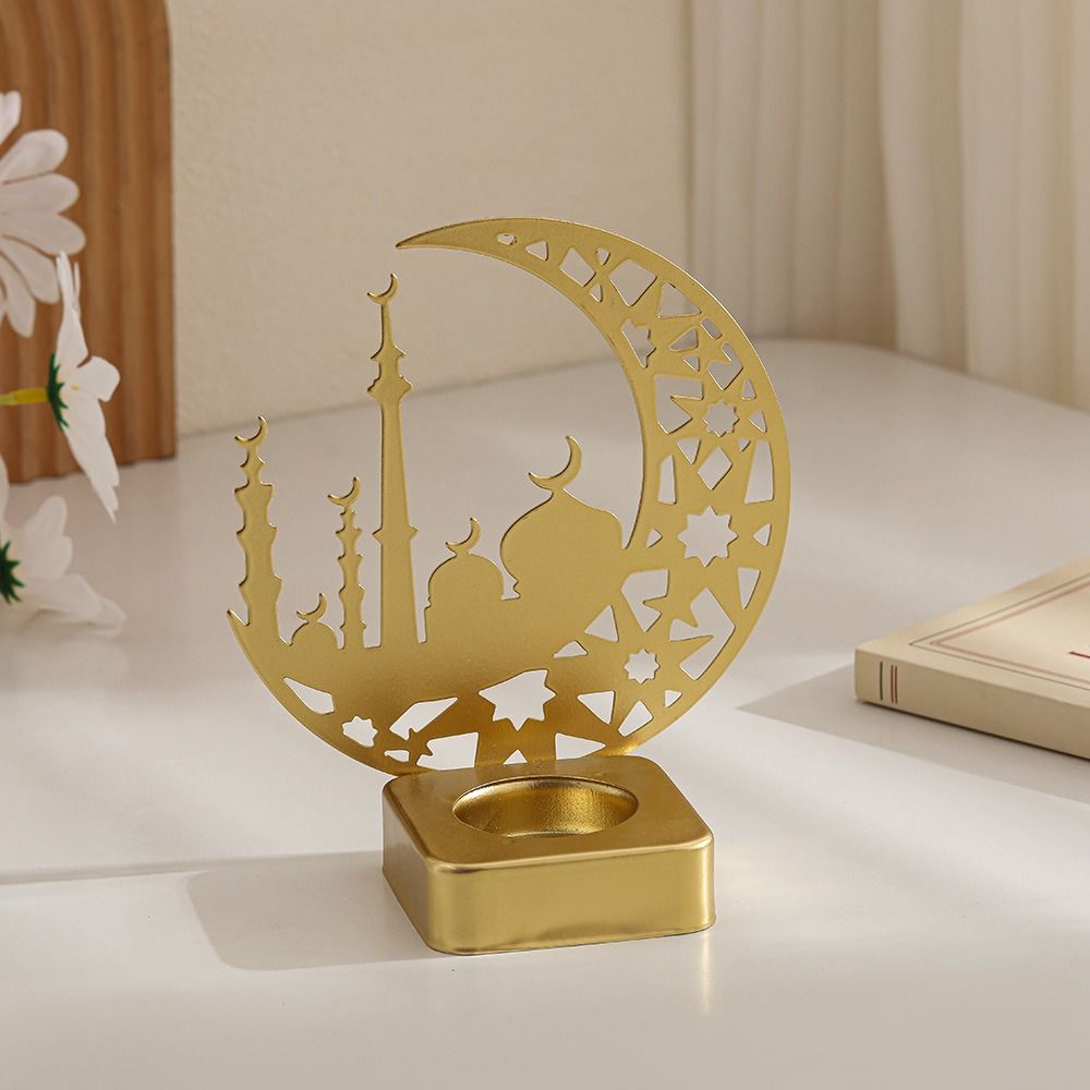 Heat-resistant Eid Mubarak Candlestick Castle Shape Islamic Style Aromatherapy Tray  Entryway Decor